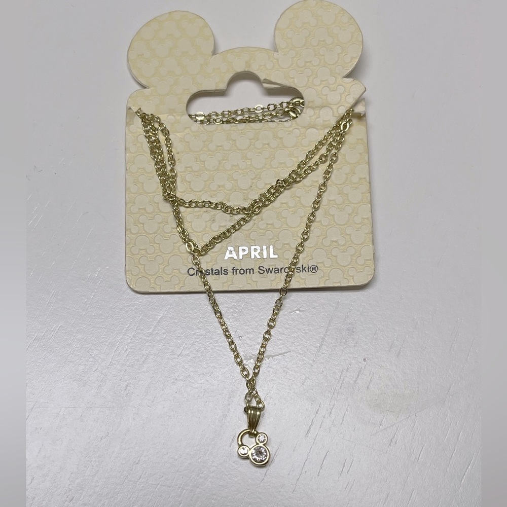 NWT Disney Parks April Swarovski Birthstone Mickey Necklace